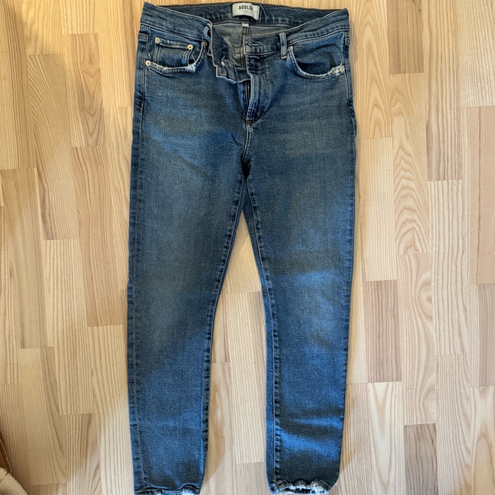 AGOLDE Lightly Distressed Blue Denim Jeans